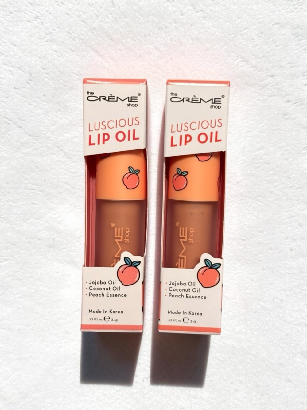 The Crème Shop Luscious Lip Oil – Peach Cobbler Set of 2 NWT